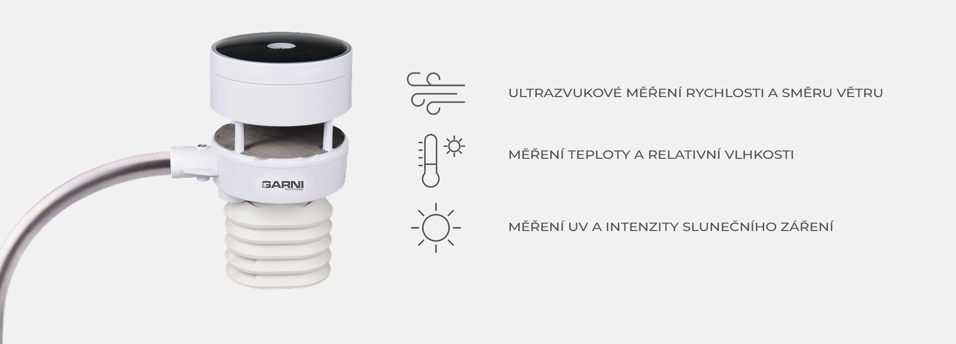 Ultrazvukové měření rychlosti a směru větru GARNI 3055 Arcus